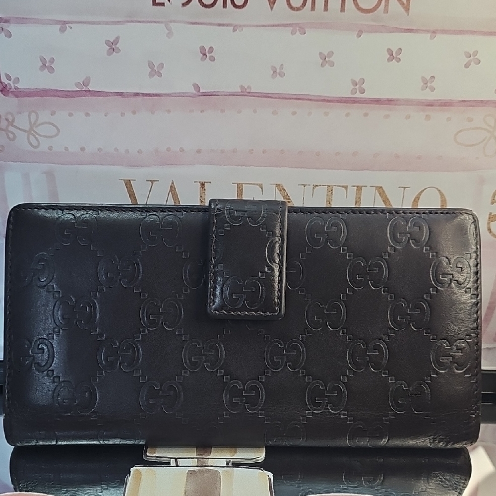 Gucci Guccissima‎ GG Long Wallet Handbag Leather Wristlet Crossbody - Picture 2 of 7